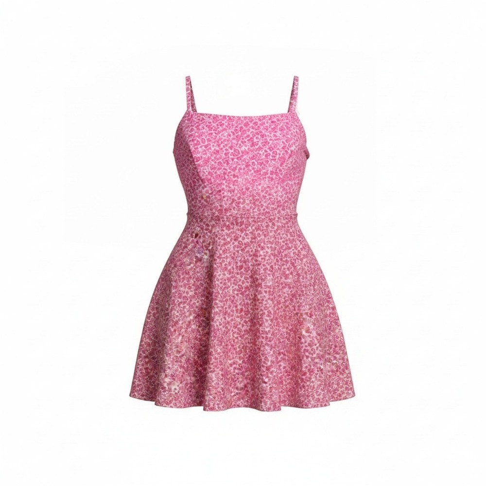 Old Navy Cami Mini Dress Womens 2X Pink Floral Linen Blend Smocked Back Pockets